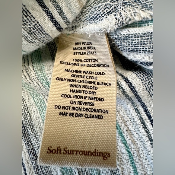 Soft Surroundings Embelia Cotton Tunic Top green Multi Stripe Size Extra Large - Picture 5 of 14
